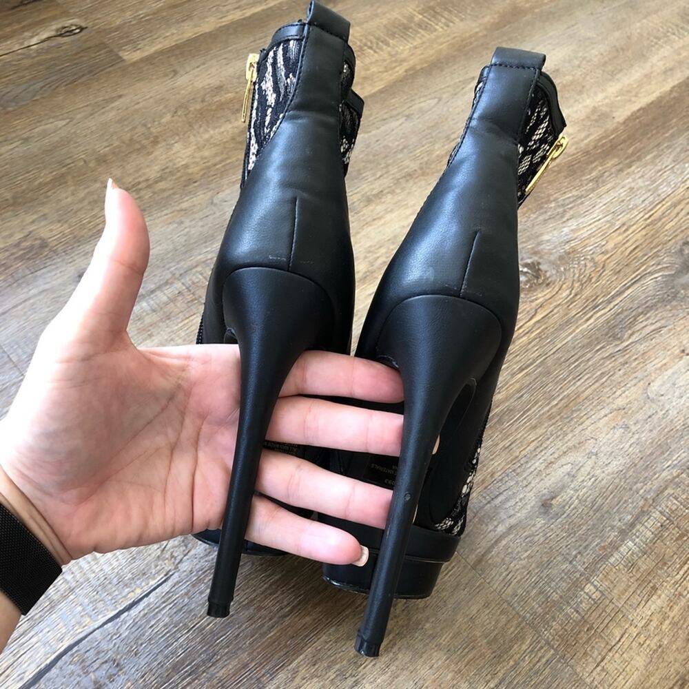 Colin Stuart Lace Platform High Heel Boot Size 7.5 - image 4